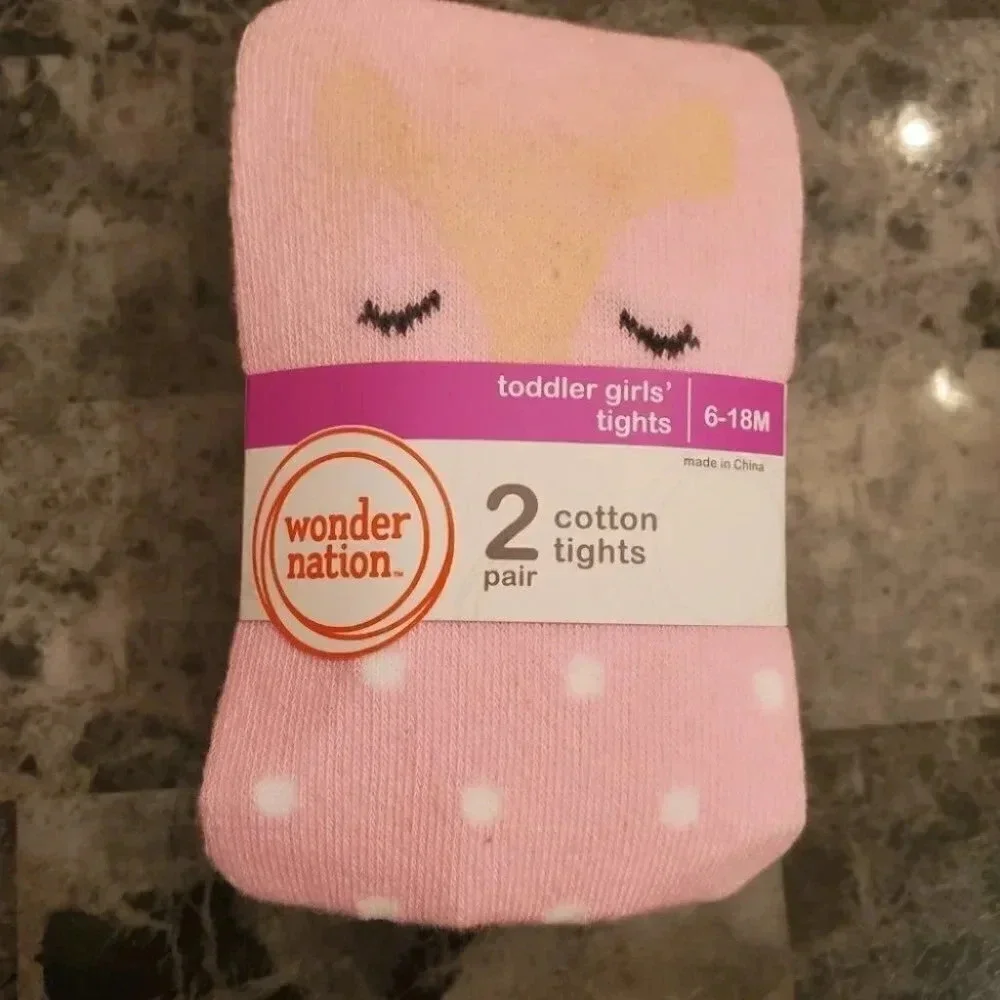 Pink Fox and Blue Toddler Tights
